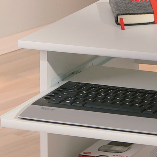 Denton Modern Computer Desk In White With Castors_4