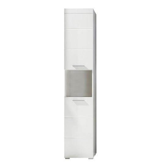 Read more about Amanda tall bathroom cabinet in white with high gloss fronts