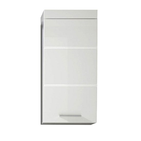 Photo of Amanda wall mounted white storage cabinet with high gloss fronts