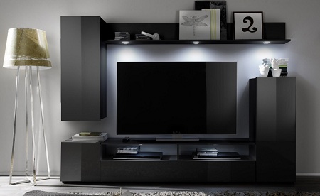 Delta Living Room Furniture Set 4 In Black High Gloss