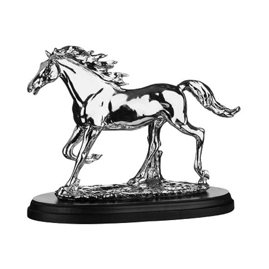 Product photograph of Betsy Horse Sculpture In Silver With Black Base from Furniture in Fashion
