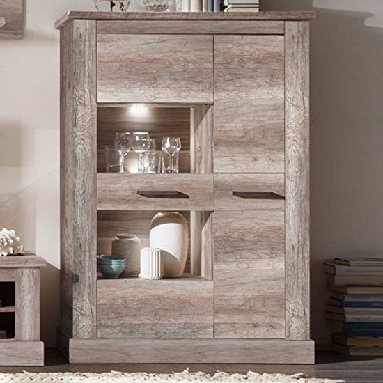 Montreal Display Cabinet 2 Door In Monument Canyon Oak With LED