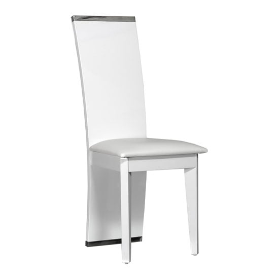 Smooth White Faux Leather Dining Chair With High Gloss Frame