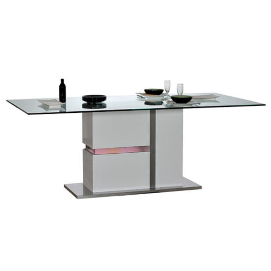 Read more about Crossana dining table in clear glass top with led light