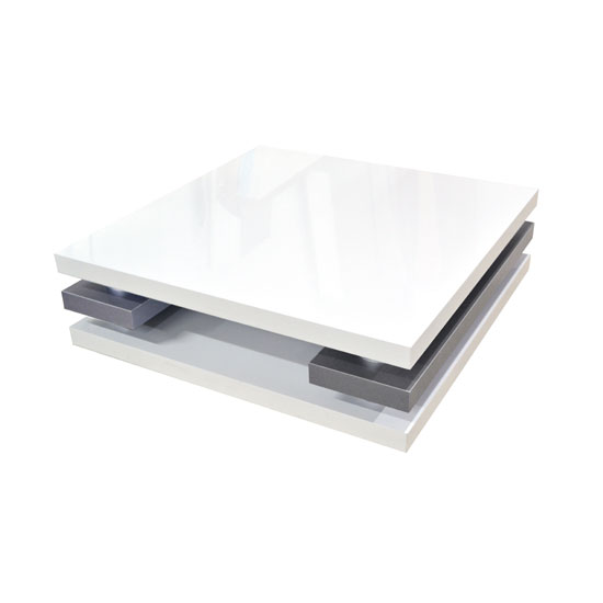 Read more about Crossana coffee table in white gloss with chrome intermediaries