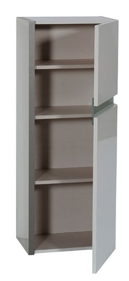 Crossana Wall Mount Storage Cabinet In White Gloss With LED