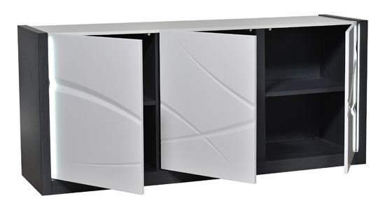 Eclypse Sideboard In Dark Grey With White Gloss 3 Door And Light