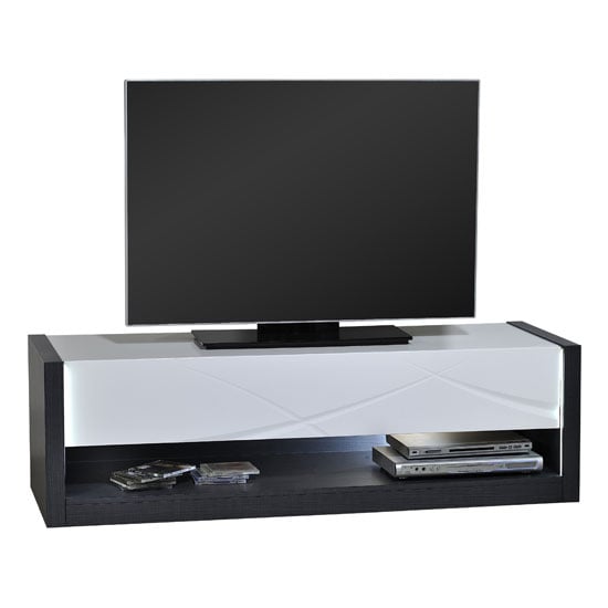 Product photograph of Eclypse Tv Stand In Dark Grey With White Gloss Drawer And Lights from Furniture in Fashion