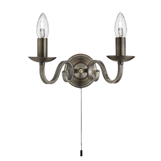 Richmond Antique Brass Two Light Wall Bracket With Candle Style