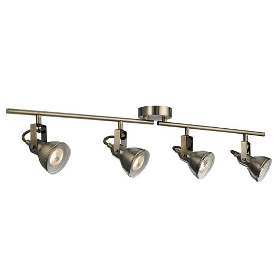 Product photograph of Focus Antique Brass Four Light Ceiling Spotlight from Furniture in Fashion