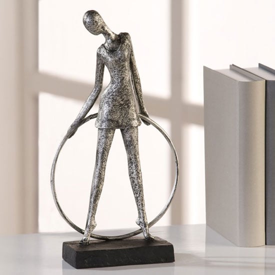 Product photograph of Artist Sculpture In Poly Metal Silver With Black Base from Furniture in Fashion