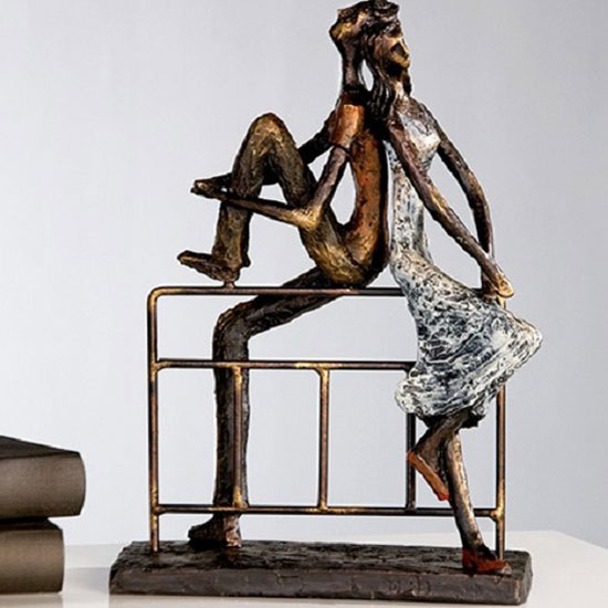 Product photograph of Reflection Sculpture Of Couple In Bronze With Coloured Clothes from Furniture in Fashion