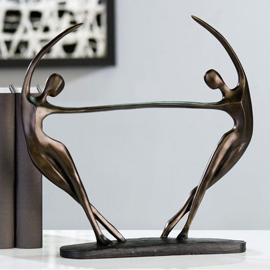 Product photograph of Salsa Sculpture In Bronze Finish With Black Base from Furniture in Fashion