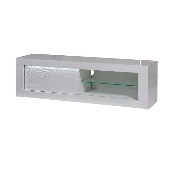 Carmen TV Cabinet In White Gloss With Sliding Door And LED Light_2