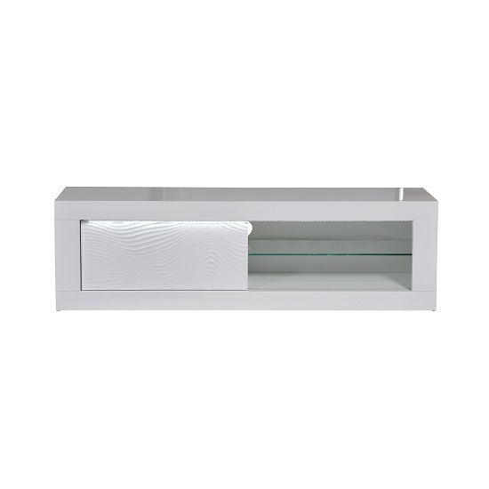 Carmen TV Cabinet In White Gloss With Sliding Door And LED Light_3