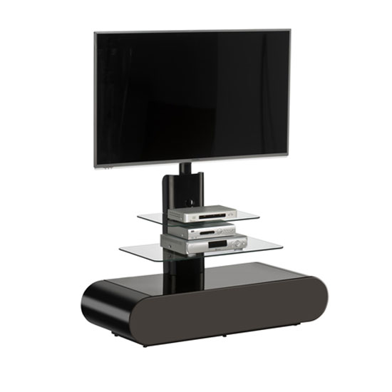 1635 4704 Maja - Combining Glossy Modern Black TV Stand And Attached Bracket With Other Furniture