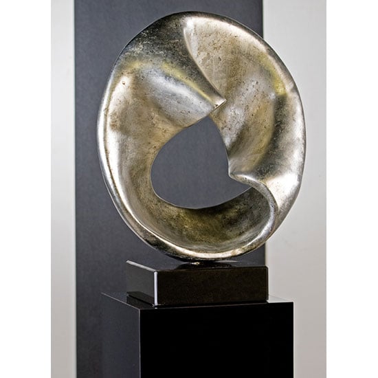 Spin Sculpture In Antique Silver With Black Marble Base Spin Sculpture In Antique Silver With Black Marble Base