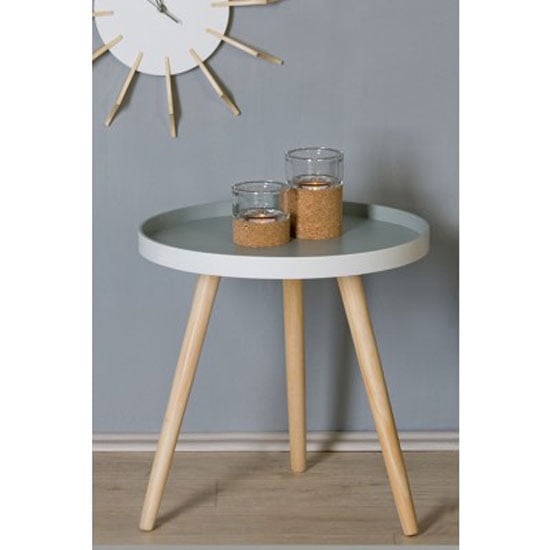 Read more about Teatime round side table in grey with white border