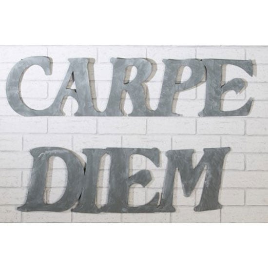 Read more about Wall decoration carpe diem metal grey set of 2