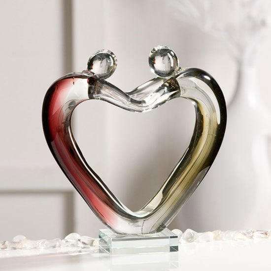 Read more about Love sculpture in purple and smoky glass