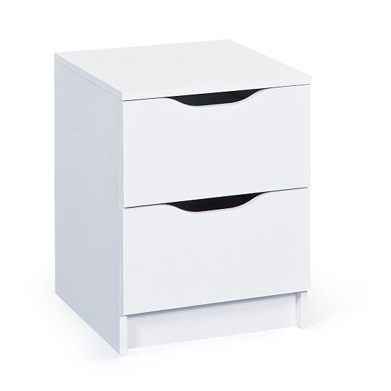 Photo of Crick contemporary bedside cabinet in white with 2 drawers