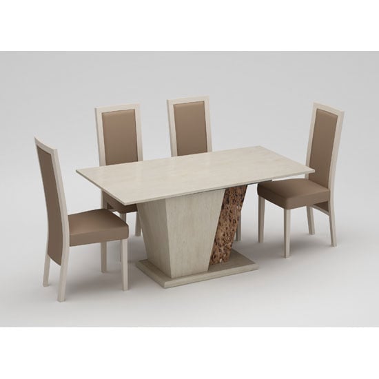 Kati Marble Effect Cream Dining Table With 4 Kati Marble Effect Cream Dining Table With 4 Chairs