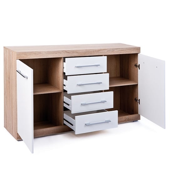 Metford Contemporary Sideboard In Oak White Gloss Front 2 Doors_3
