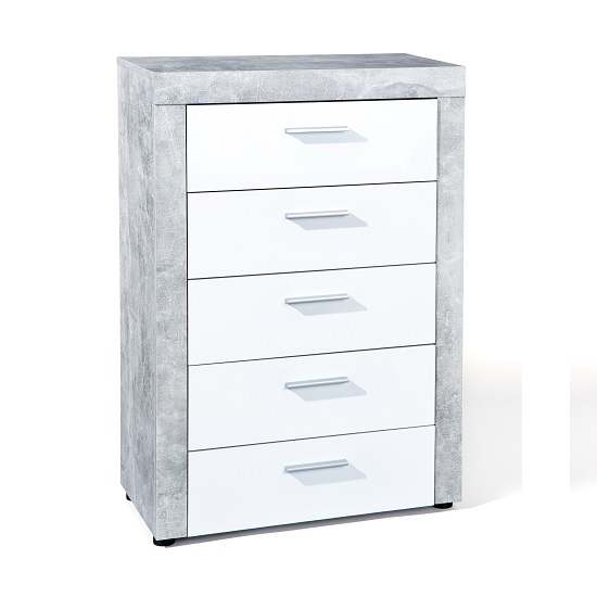 Croagh Drawers Chest In Light Grey And 5 Drawers In White Fronts_2