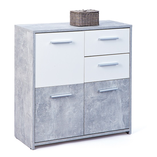 Nicole Compact Sideboard In Light Grey And White With 3 Doors_2