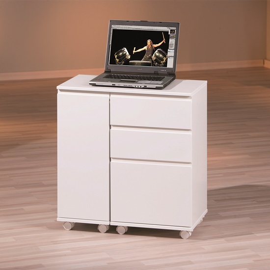 Maxim Extendable Laptop Office Desk In White With Rollers_9