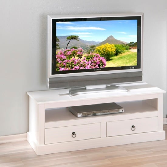 Stanley LCD TV Stand In White With 2 Drawers