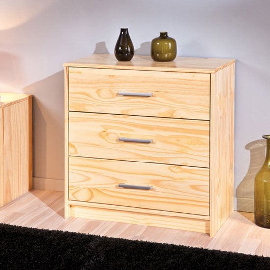 New York Solid Pine Natural Chest Of Drawers With 3 Drawers