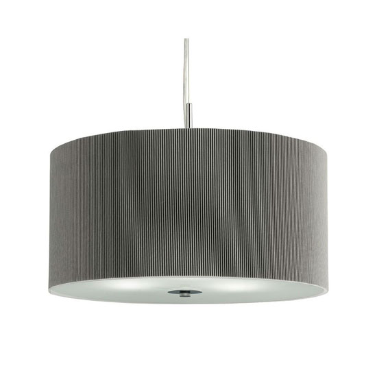 Read more about 3 light silver drum pendant with frosted glass diffuser