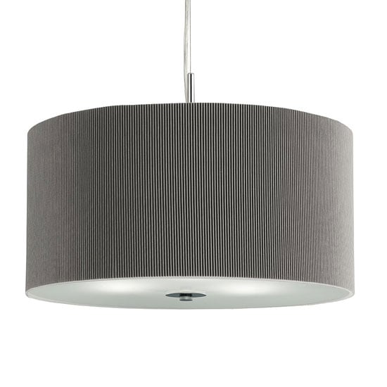 Read more about Large 3 light silver drum pendant with frosted glass diffuser