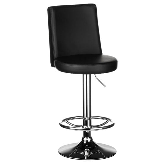 Comfy Leather Effect Bar Chair In Black With A Back 2402546