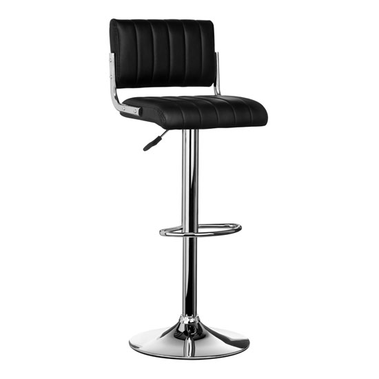 Ribbed Black Leather Effect Bar Stool,2402771 17987