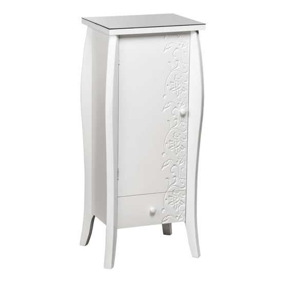Flair Large Bedside In White With Glass Top 23211