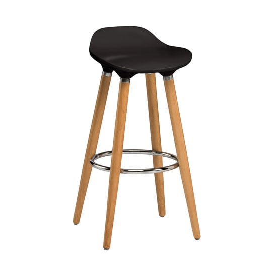 Read more about Adoni bar stool in black abs with natural beech wooden legs