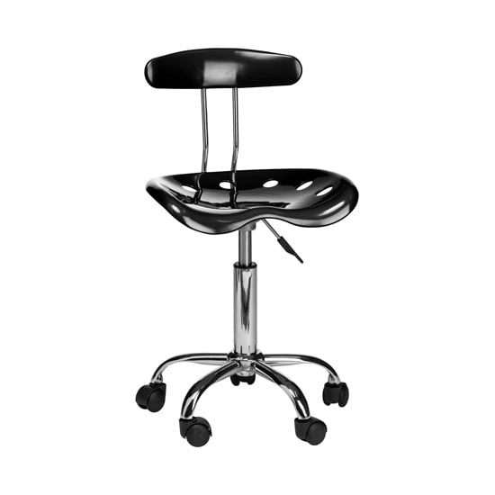 Photo of Hanoi office chair in black abs with chrome base and 5 wheels