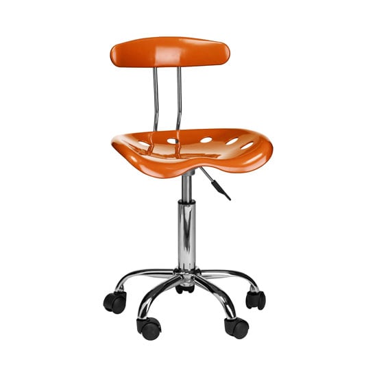 Photo of Hanoi office chair in orange abs with chrome base and 5 wheels