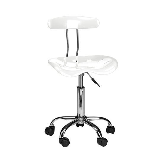 Photo of Hanoi office chair in white abs with chrome base and 5 wheels