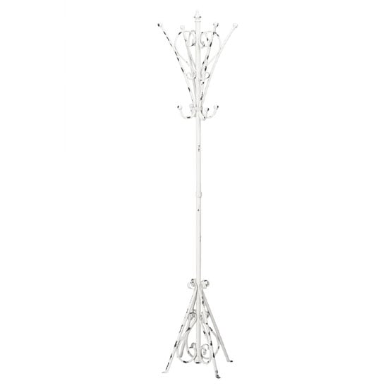 Read more about Amsterdam loft coat stand in distressed white metal with 8 hooks