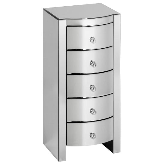 Bozen Curved Chest of Drawers In Mirror Glass With 5