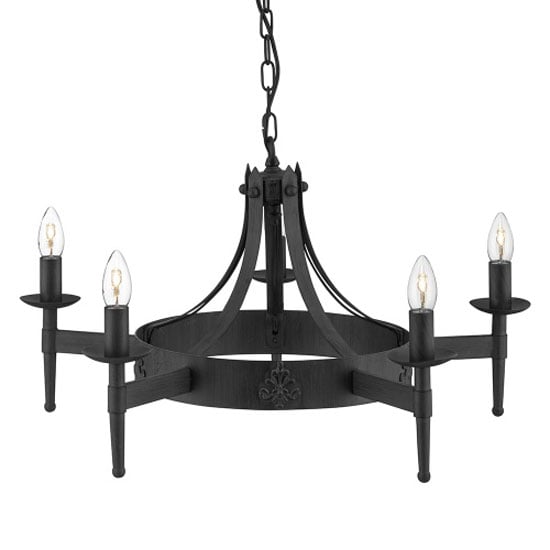 Read more about Cartwheel multi arm ceiling light in black finish wrought iron