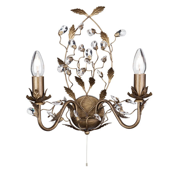 Read more about Almandite brown and gold wall light with crystal droplets