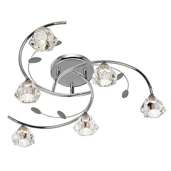 Sierra 6 Chrome Ceiling Light With Sculptured Clear Glass