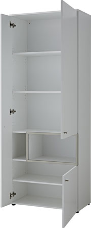 Cadiz Display Cabinet Tall In White With Gloss Fronts And LED