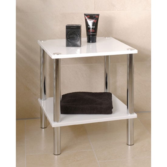 Product photograph of Maine 2 Tier Occasional Table In High Gloss White from Furniture in Fashion