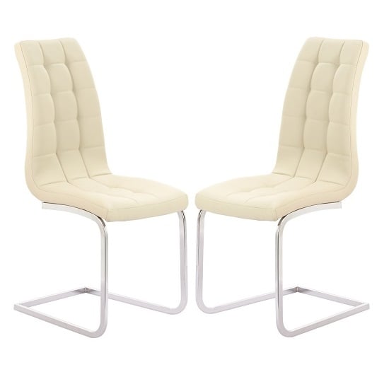 Torres Dining Chair In Cream Faux Leather in A Pair ...