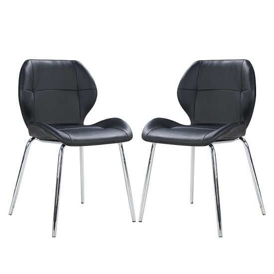 Darcy Dining Chair In Black Faux Leather in A Pair